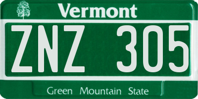 VT license plate ZNZ305