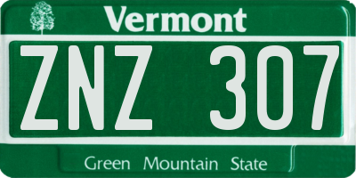 VT license plate ZNZ307