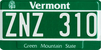 VT license plate ZNZ310