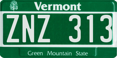VT license plate ZNZ313