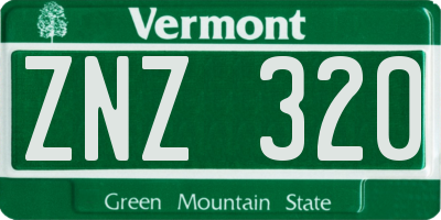 VT license plate ZNZ320
