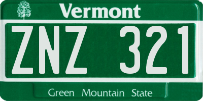 VT license plate ZNZ321