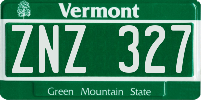 VT license plate ZNZ327