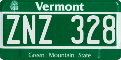VT license plate ZNZ328