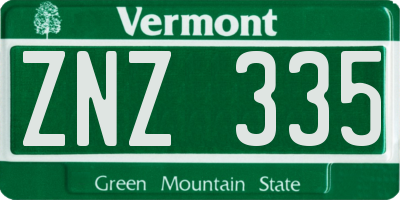 VT license plate ZNZ335