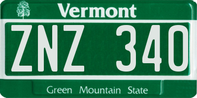 VT license plate ZNZ340