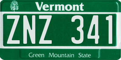 VT license plate ZNZ341