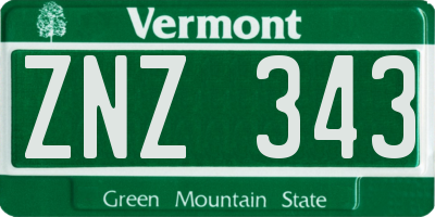 VT license plate ZNZ343