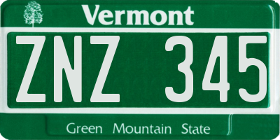 VT license plate ZNZ345
