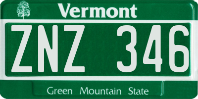 VT license plate ZNZ346