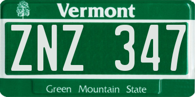 VT license plate ZNZ347