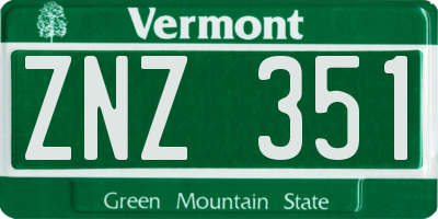 VT license plate ZNZ351