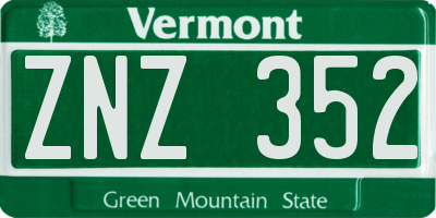 VT license plate ZNZ352