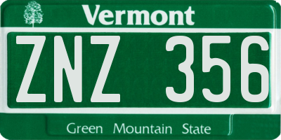 VT license plate ZNZ356