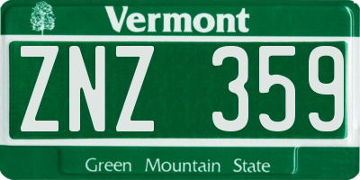 VT license plate ZNZ359