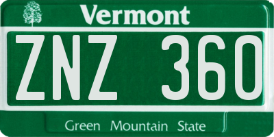 VT license plate ZNZ360
