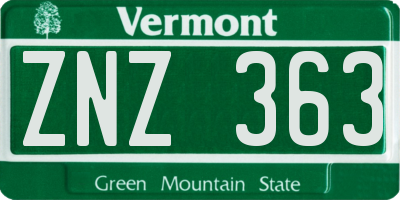 VT license plate ZNZ363