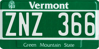 VT license plate ZNZ366