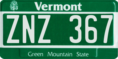 VT license plate ZNZ367