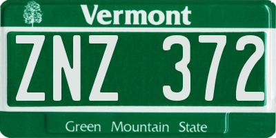 VT license plate ZNZ372