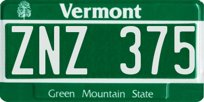 VT license plate ZNZ375