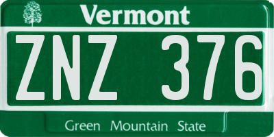 VT license plate ZNZ376