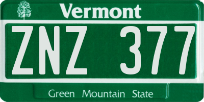 VT license plate ZNZ377