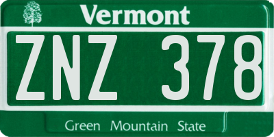 VT license plate ZNZ378