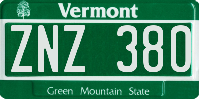 VT license plate ZNZ380