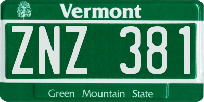 VT license plate ZNZ381