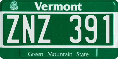 VT license plate ZNZ391