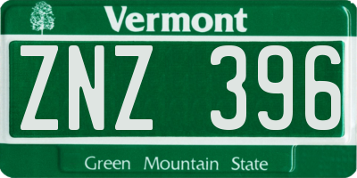 VT license plate ZNZ396