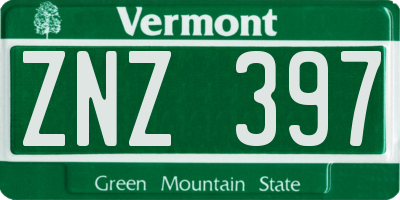 VT license plate ZNZ397