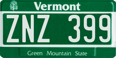 VT license plate ZNZ399