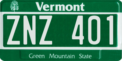 VT license plate ZNZ401