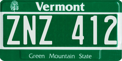 VT license plate ZNZ412