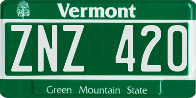 VT license plate ZNZ420