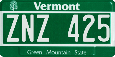 VT license plate ZNZ425
