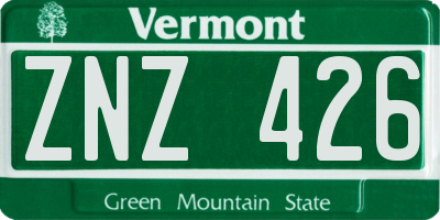 VT license plate ZNZ426
