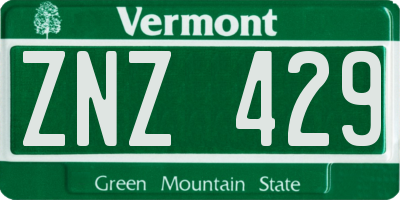 VT license plate ZNZ429