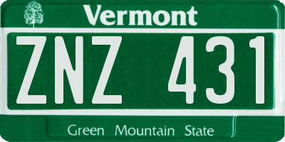 VT license plate ZNZ431