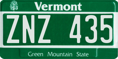 VT license plate ZNZ435