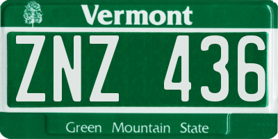 VT license plate ZNZ436