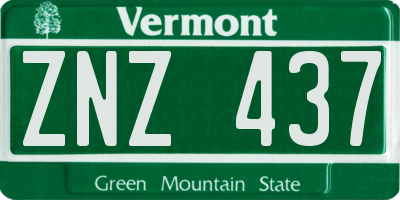VT license plate ZNZ437