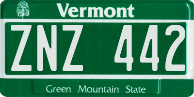 VT license plate ZNZ442