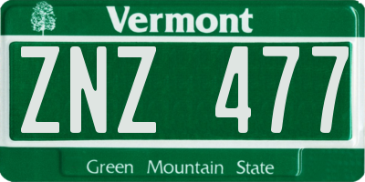 VT license plate ZNZ477