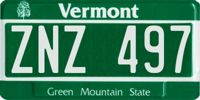 VT license plate ZNZ497