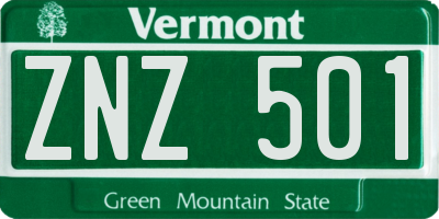 VT license plate ZNZ501