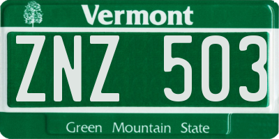 VT license plate ZNZ503