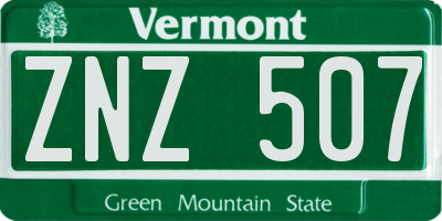 VT license plate ZNZ507
